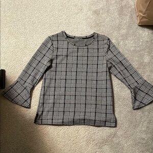 Plaid Bell Sleeve Top